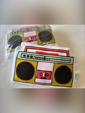 2PK Retro Boombox Throw Pillow with Bright Graphic